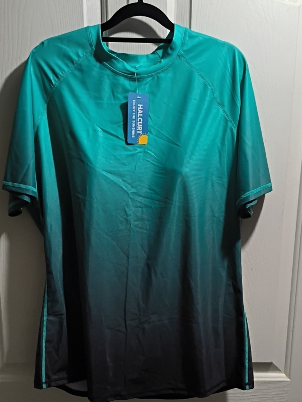 Halcourt Teal Ombre Women's Short Sleeve Rash Guard